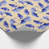 Blaue und weiße Gingko-Blätter Geschenkpapier (Ecke)