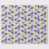 Blaue und weiße Gingko-Blätter Geschenkpapier (Flach)