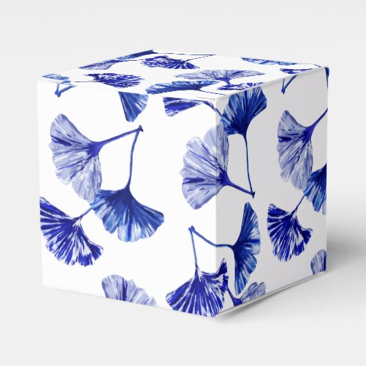 Blaue und weiße Gingko-Blätter Geschenkschachtel (Vorderseite)