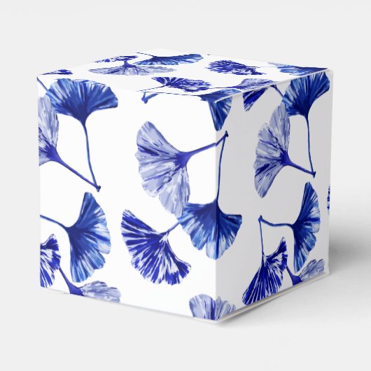 Blaue und weiße Gingko-Blätter Geschenkschachtel (Rückseite)