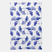 Blaue und weiße Gingko-Blätter Geschirrtuch (Vertikal)