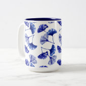 Blaue und weiße Gingko-Blätter Zweifarbige Tasse (Vorderseite Links)