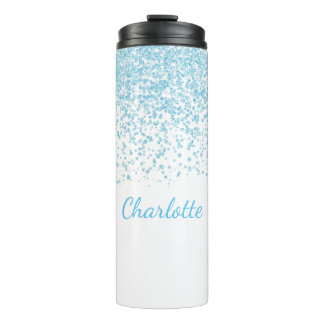 Blaue und weiße Glittery kundenspezifische Thermosbecher