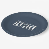 Blaue und weiße Glückwunsch mit Klassenjahr Pappteller (Schrägansicht)