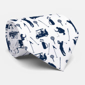Blaue und weiße Golf Symbole Muster Krawatte (Gerollt)