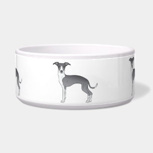 Blaue und weiße Grauhound-Hunde-Hunde Napf