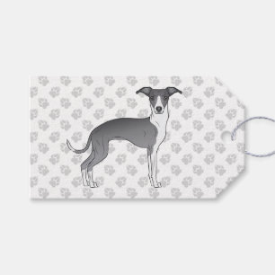 Blaue und weiße Grauhunde mit Paws Geschenkanhänger