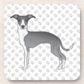 Blaue und weiße Grauhunde mit Paws Getränkeuntersetzer (Vorderseite)