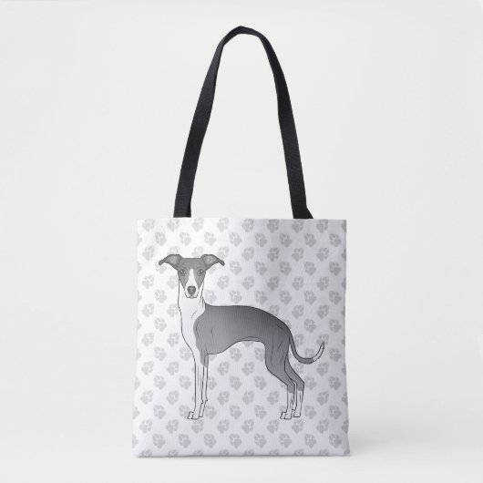 Blaue und weiße Grauhunde mit Paws Tasche (Vorderseite)