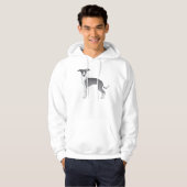 Blaue und weiße Greyhound-Sighthound-Design Hoodie (Vorne ganz)