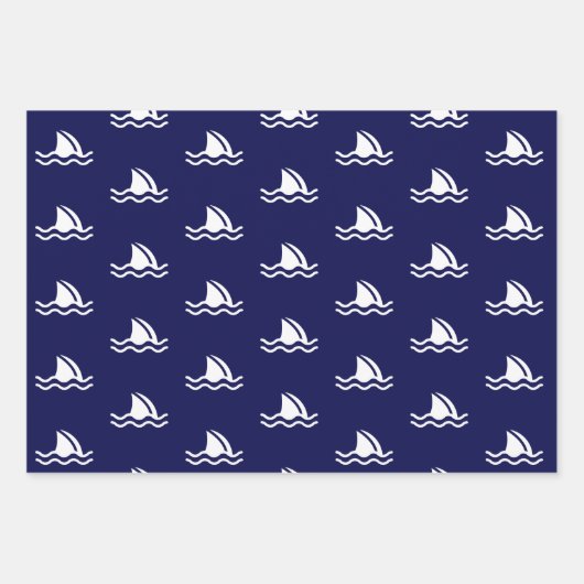 Blaue und weiße Hai Muster mit Name Boy Geschenkpapier Set (Vorderseite 2)