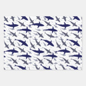 Blaue und weiße Hai Muster mit Name Boy Geschenkpapier Set (Vorderseite)