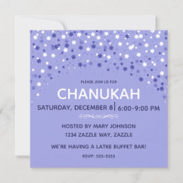 Blaue und weiße Hanukkah-Sterne Einladung