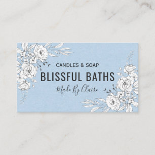 Blaue und weiße hausgemachte Seife und Kerze Visitenkarte