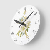 Blaue und weiße Hellebores Runde Wanduhr (Winkel)