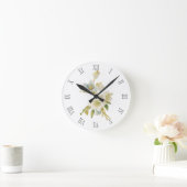 Blaue und weiße Hellebores Runde Wanduhr (Zuhause)