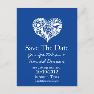 Blaue und Weiße Herz-Hochzeitseinladung Chic Einladung