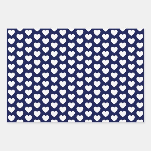 Blaue und weiße Herzen der Marine Geschenkpapier Set (Vorderseite 2)