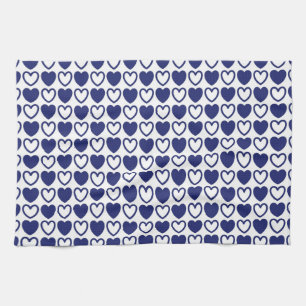 Blaue und Weiße Herzen Geschirrtuch