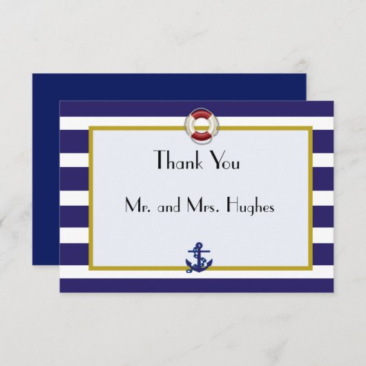 Blaue und weiße Hochzeit Danke (Vorne/Hinten)