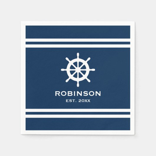 Blaue und weiße Hochzeit der Schiffsmarine Serviette (Vorderseite)