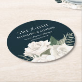 Blaue und weiße Hochzeit retten die Datumsrunde Runder Pappuntersetzer (Angewinkelt)