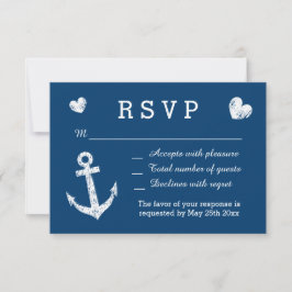 Blaue und weiße Hochzeitkarten der Nautischen UAWG RSVP Karte