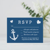 Blaue und weiße Hochzeitkarten der Nautischen UAWG RSVP Karte (Stehend Vorderseite)