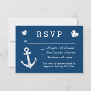 Blaue und weiße Hochzeitkarten der Nautischen UAWG RSVP Karte