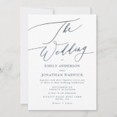 Blaue und weiße Hochzeitseinladung. Einfach einlad Einladung (Vorderseite)