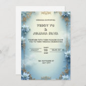 Blaue und weiße Hochzeitseinladung Einladung (Vorne/Hinten)