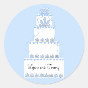 Blaue und weiße Hochzeitstorte Runder Aufkleber