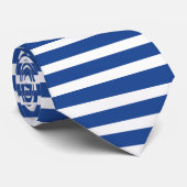 Blaue und weiße Horizontal-Gestreifte Krawatte (Gerollt)
