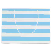Blaue und weiße horizontale Pastellstreifen Große Geschenktüte (Vorderseite)