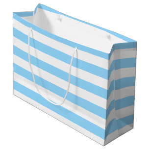 Blaue und weiße horizontale Pastellstreifen Große Geschenktüte