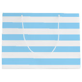 Blaue und weiße horizontale Pastellstreifen Große Geschenktüte (Rückseite)