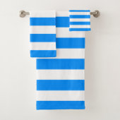 Blaue und weiße horizontale Streifen Badhandtuch Set (Insitu)