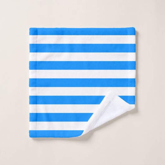 Blaue und weiße horizontale Streifen Badhandtuch Set (Waschlappen)