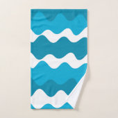 Blaue und weiße horizontale Wellenmuster Badhandtuch Set (Handtuch)