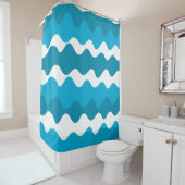 Blaue und weiße horizontale Wellenmuster Duschvorhang (Beispiel)
