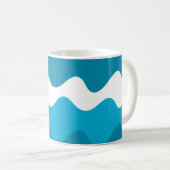 Blaue und weiße horizontale Wellenmuster Kaffeetasse (VorderseiteRechts)