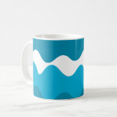 Blaue und weiße horizontale Wellenmuster Kaffeetasse (Vorderseite Links)