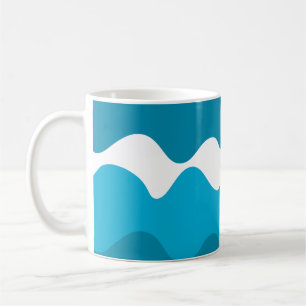 Blaue und weiße horizontale Wellenmuster Kaffeetasse