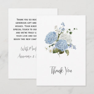 Blaue und Weiße Hortensien Florale Hochzeits-Danke Dankeskarte