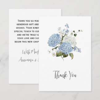 Blaue und Weiße Hortensien Florale Hochzeits-Danke Dankeskarte