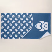 Blaue und weiße Hundepacken mit benutzerdefinierte Strandtuch (Vorderseite)