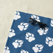 Blaue und weiße Hundepacken mit benutzerdefinierte Strandtuch (Beispiel)