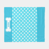 Blaue und weiße Hundepuhen und Knochen mit Namen Fleecedecke (Vorderseite (Horizontal))