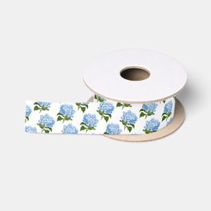Blaue und weiße Hydrangea-Blume Satinband