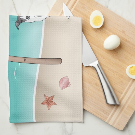 Blaue und weiße Iggin an einem tropischen Sommerst Geschirrtuch (Viertel Falte)